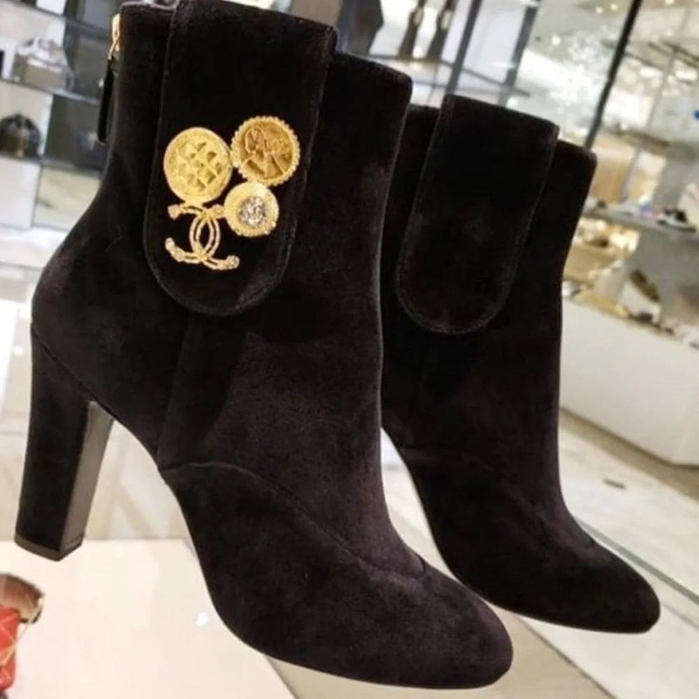 Chanel coin pendant booties